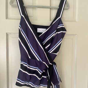 Pearl by Lela Rose Multi Stripe Wrap Top